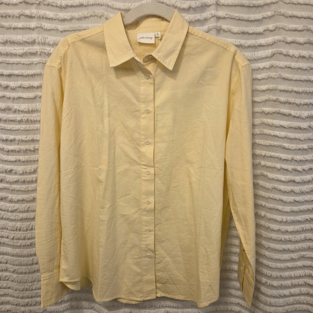 NWT Julia Amory Carolyn Cotton Long Sleeve Button Down Up Shirt Black M